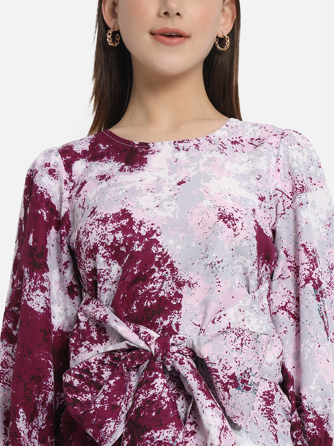 Multicolor Tie &amp; Dye Round Neck Top for Women