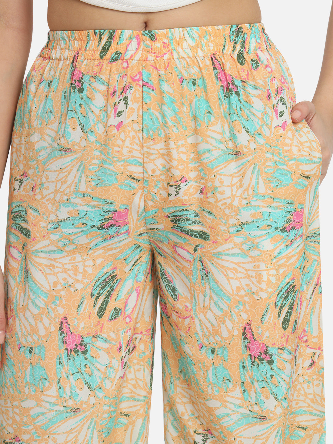 Multicolor Floral Regular Fit Straight Palazzo for Women