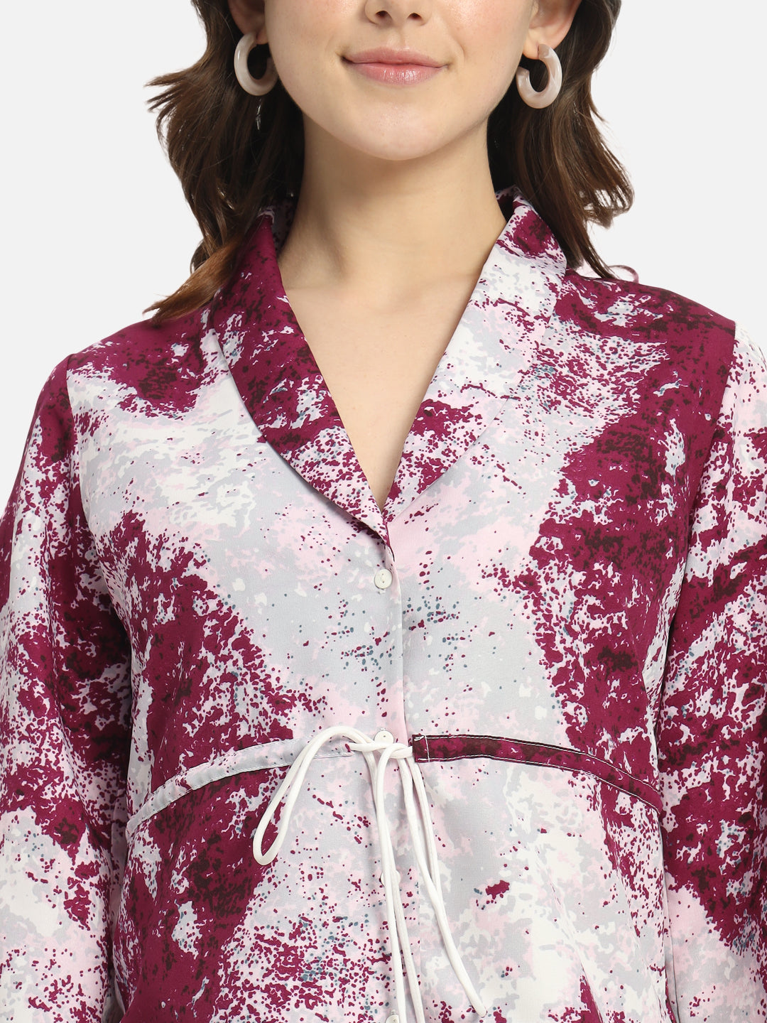 Multicolor Tie &amp; Dye Collar Neck Top for Women