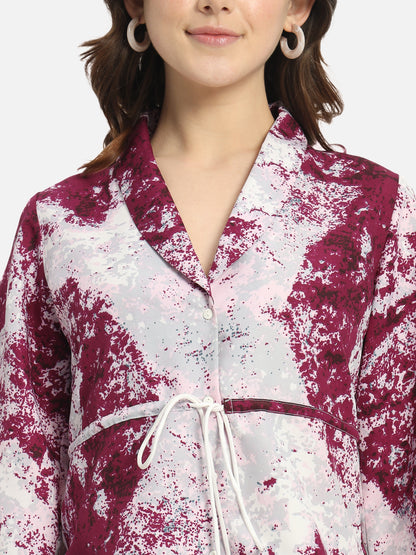 Multicolor Tie &amp; Dye Collar Neck Top for Women