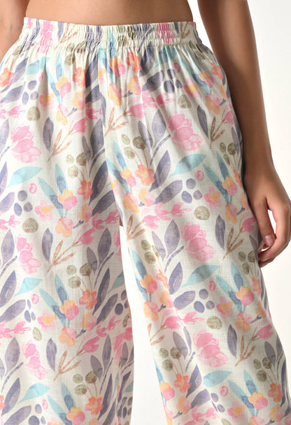 Multicolor Floral Printed Regular Fit Palazzo for Women
