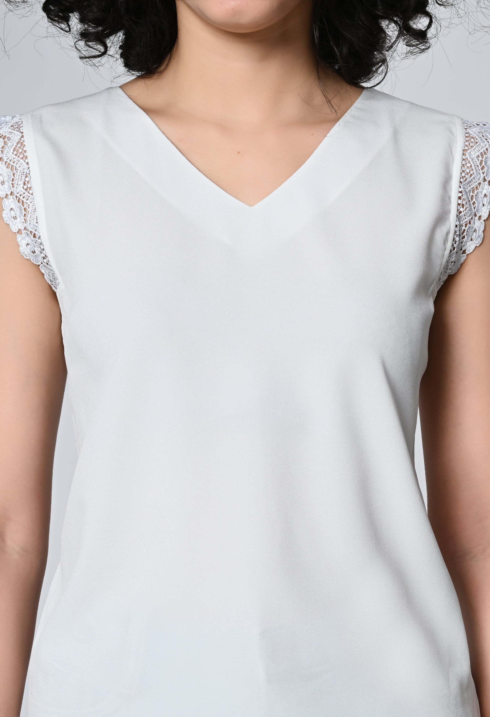 White Solid Top for Women