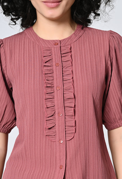 Solid Pink Half Sleeve Top for Women