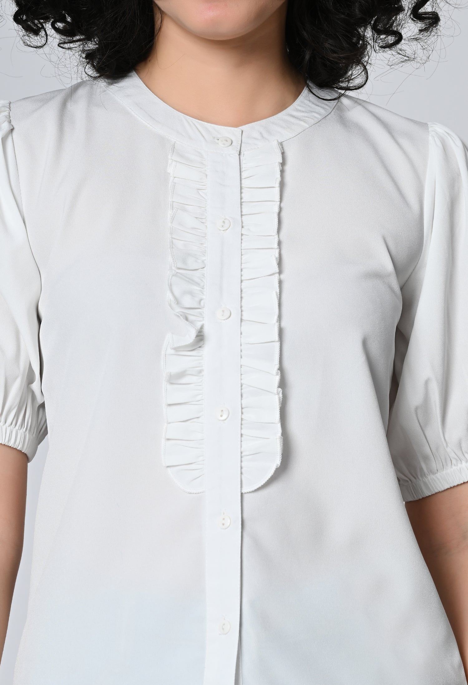 Solid White Half Sleeve Top for Women