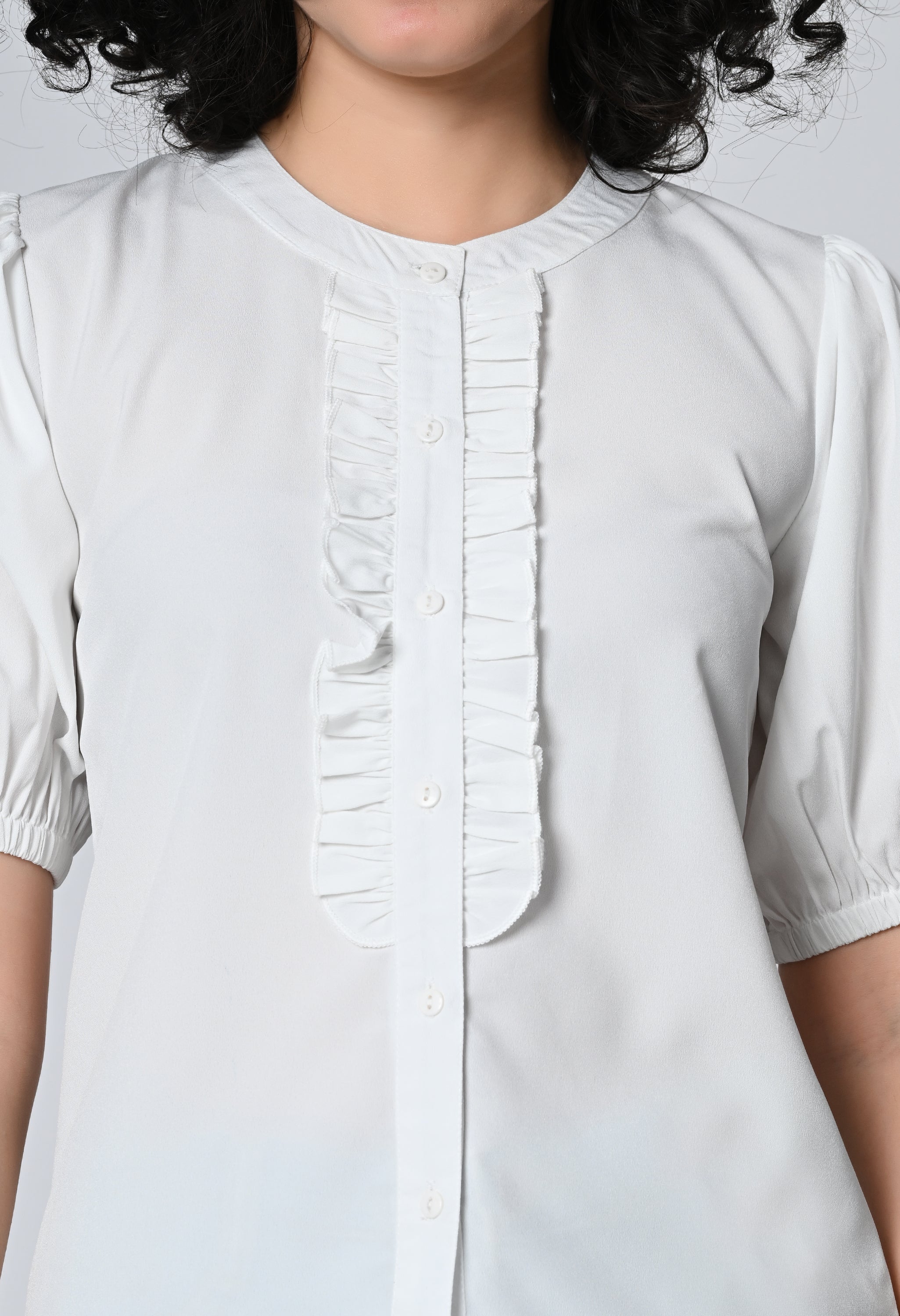 Solid White Half Sleeve Top for Women
