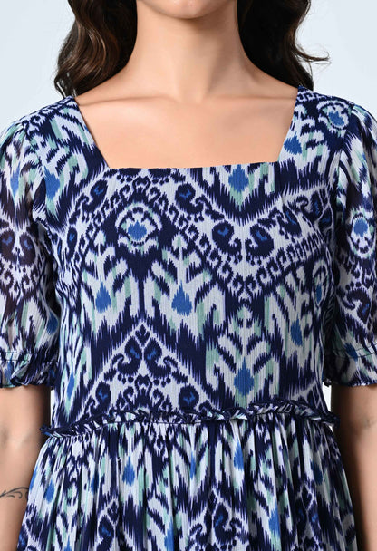 Multicolor Half Sleeve Ankle Length Dress for Women
