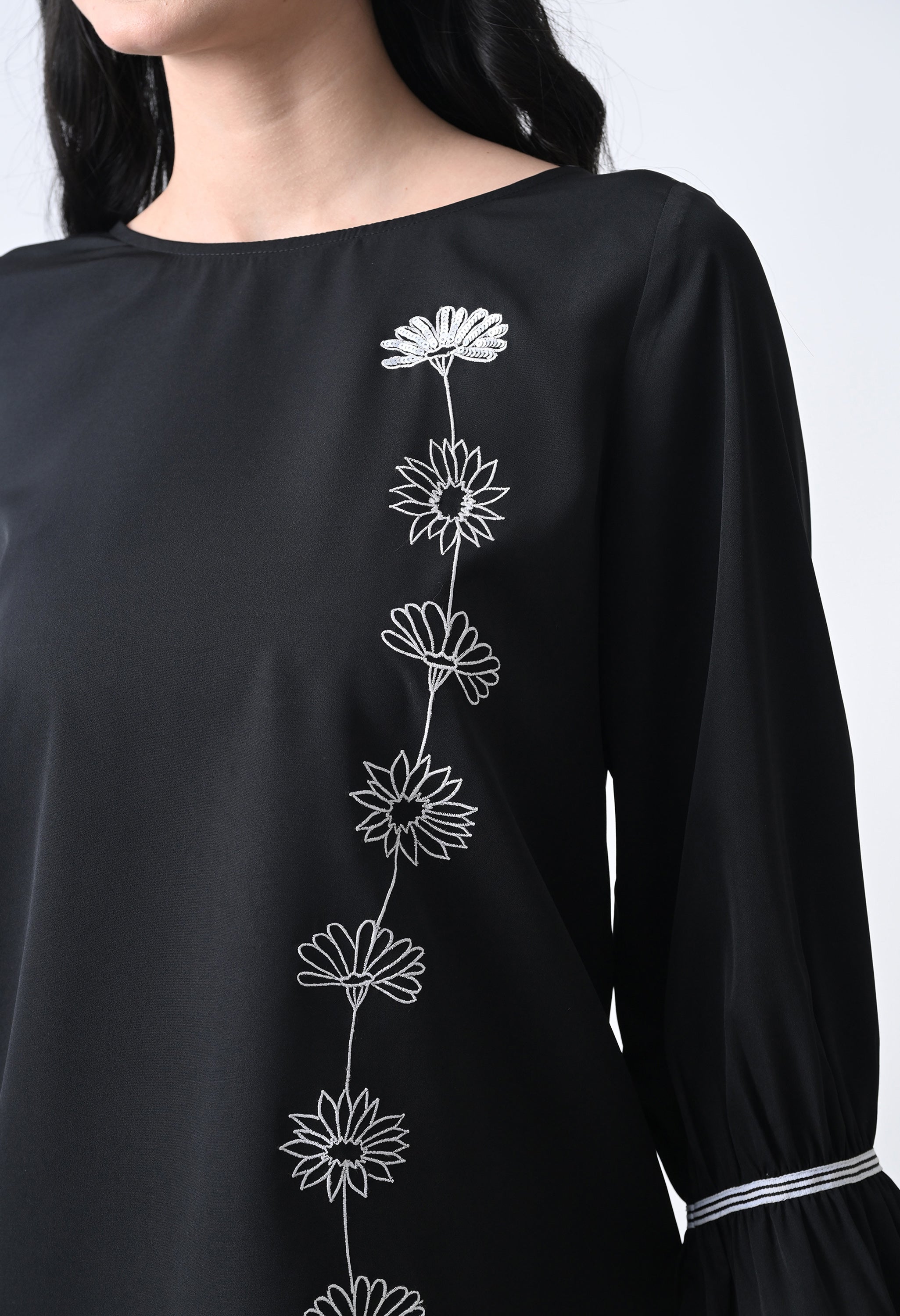 Embroidered Bell Sleeve Top for Women