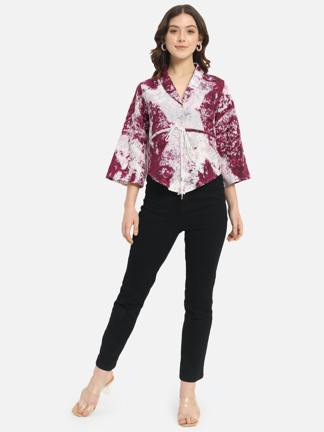 Multicolor Tie &amp; Dye Collar Neck Top for Women