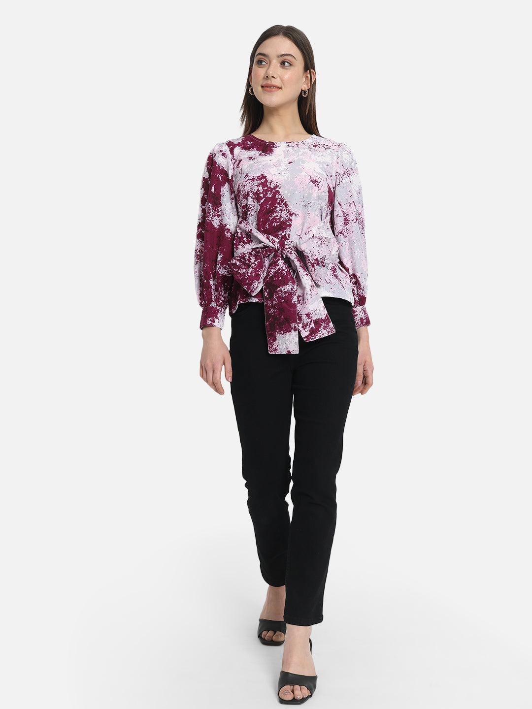 Multicolor Tie &amp; Dye Round Neck Top for Women
