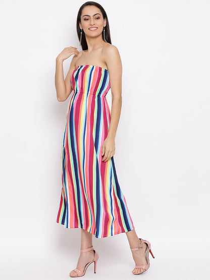Stripes Sleeveless Tube Dress for Women