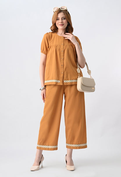 Women’s Solid Half Sleeve Top &amp; Palazzo Co-Ord Set