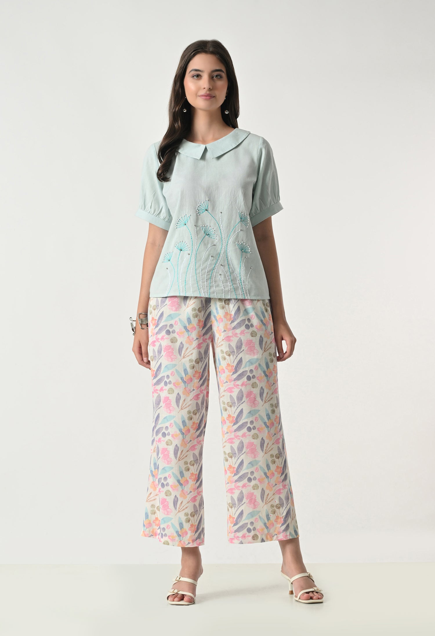 Multicolor Floral Printed Regular Fit Palazzo for Women