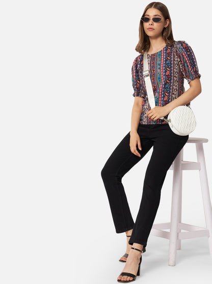 Multicolor Printed Half Sleeve Top for Women