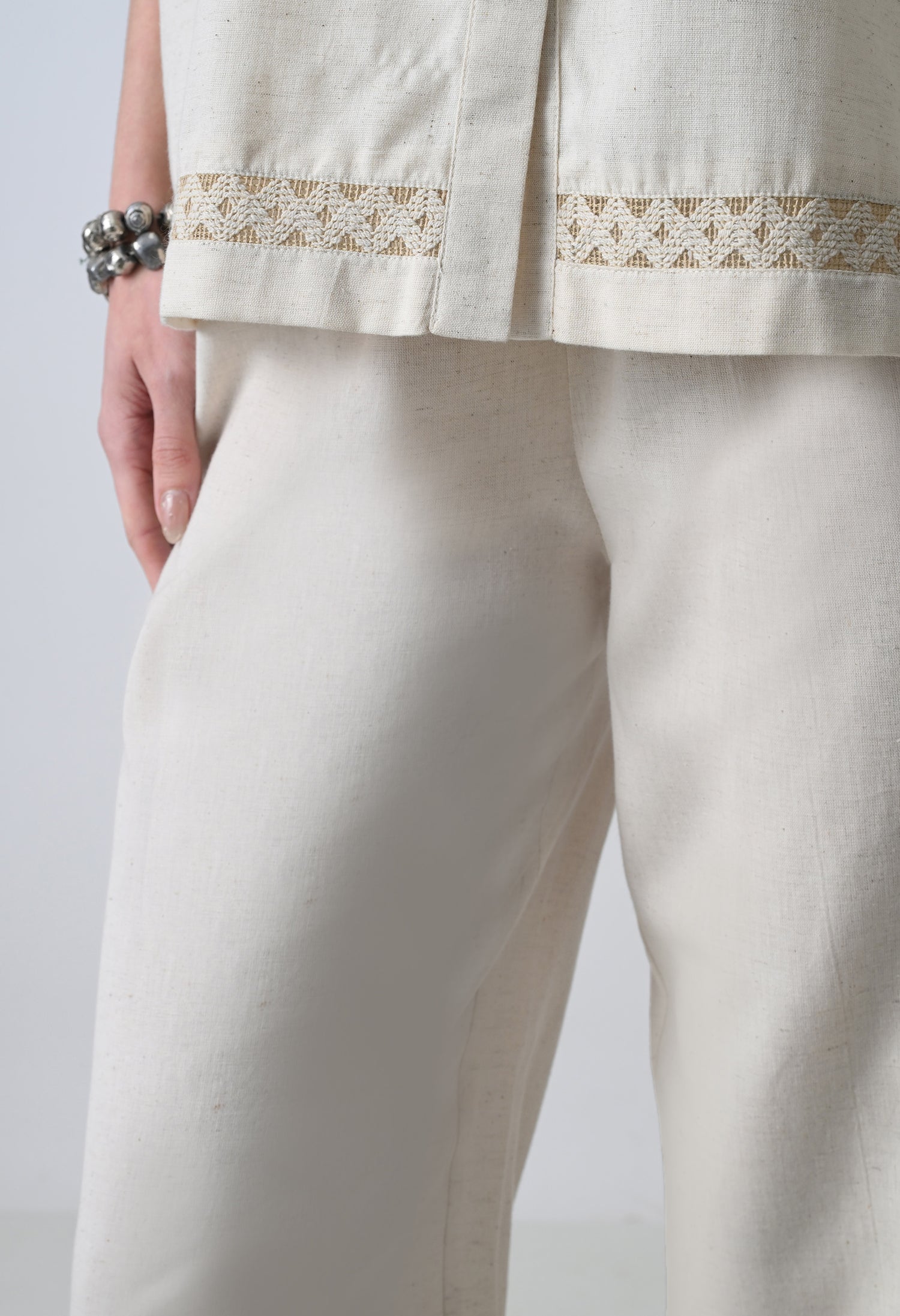 Women’s Cream Half Sleeve Top &amp; Palazzo Co-Ord Set