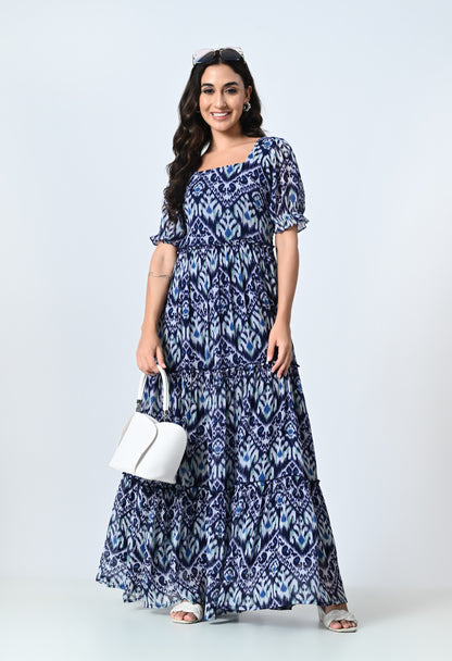Multicolor Half Sleeve Ankle Length Dress for Women