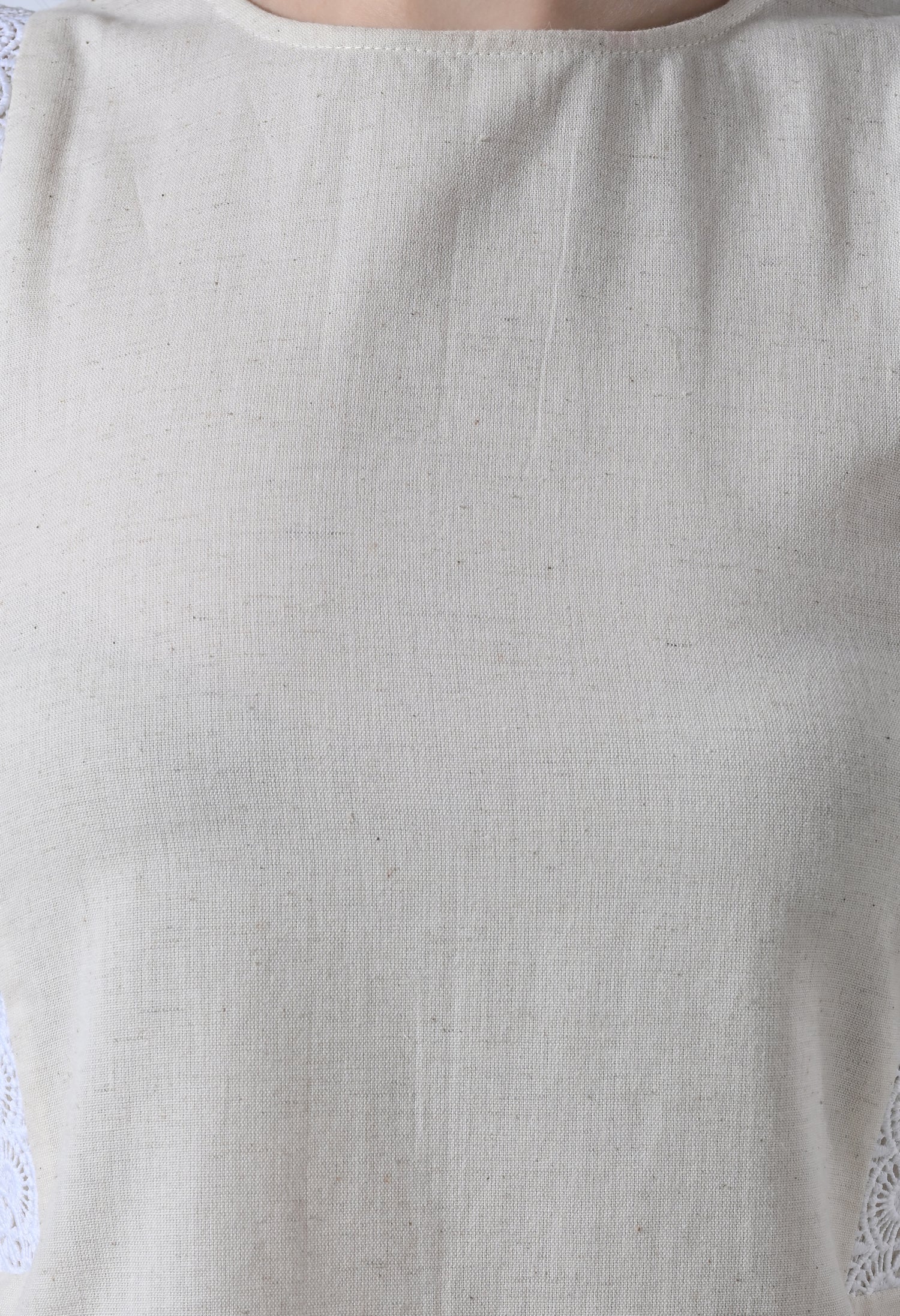 Cream Solid Sleeveless Top for Women