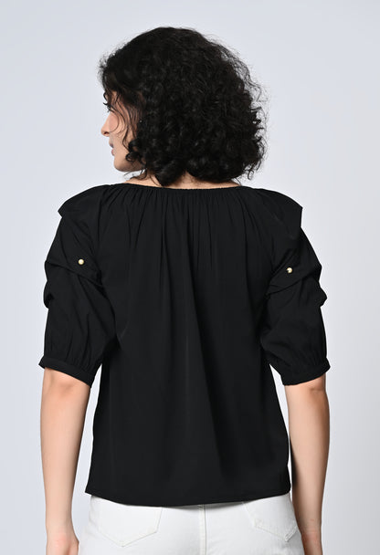Black Solid Top for Women