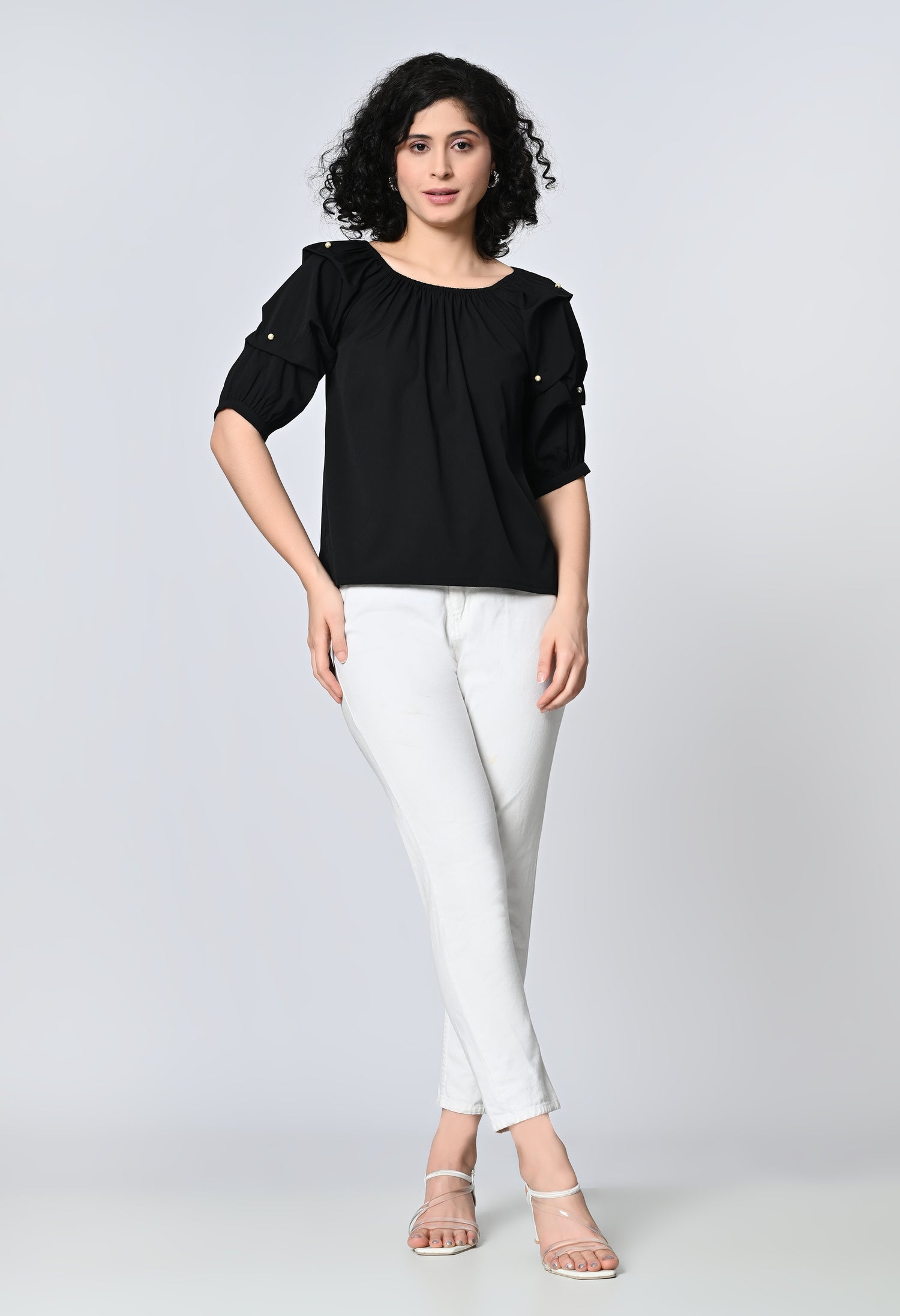 Black Solid Top for Women
