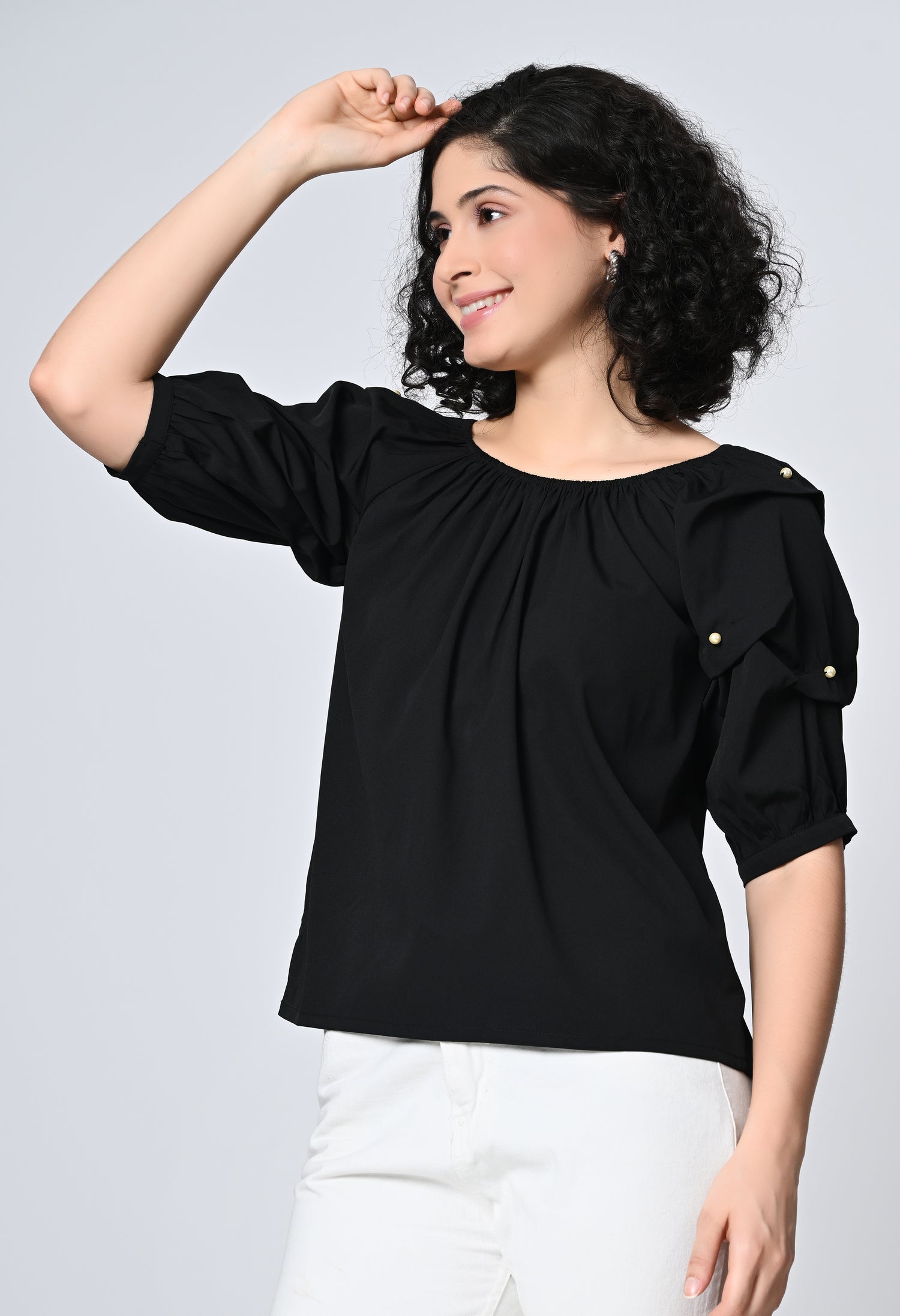 Black Solid Top for Women