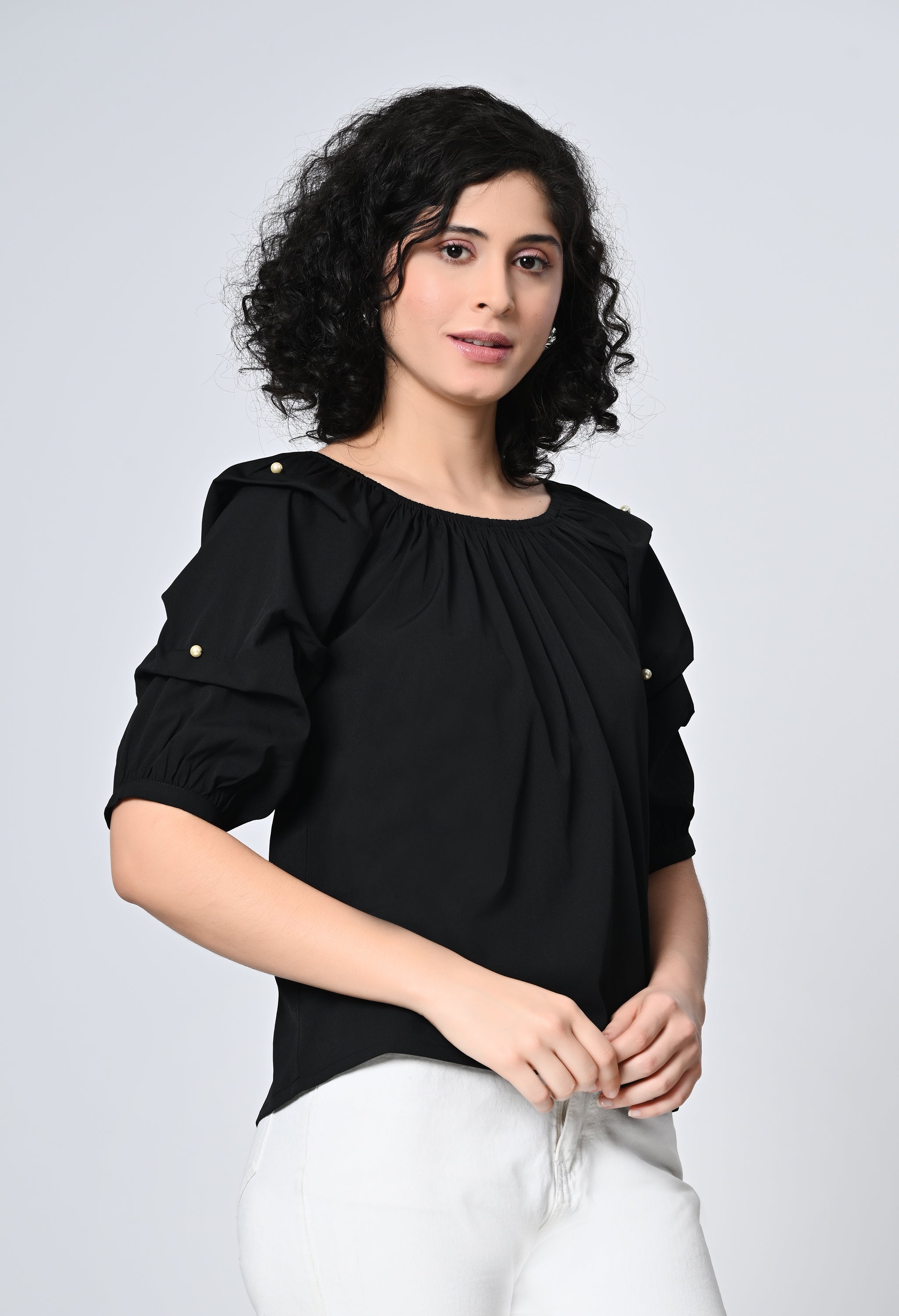Black Solid Top for Women