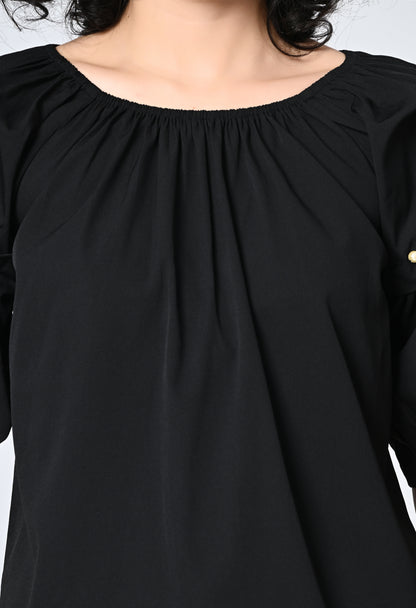 Black Solid Top for Women