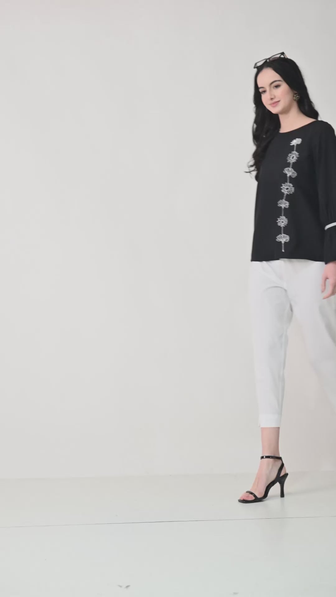 Embroidered Bell Sleeve Top for Women